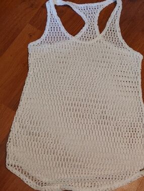 Roxy White Crochet Racerback Tank/Bathing Suit Coverup